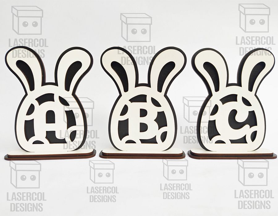 Easter Bunny Monogram Set 4 (3 Sizes) - Laser Cut Files product image (9)