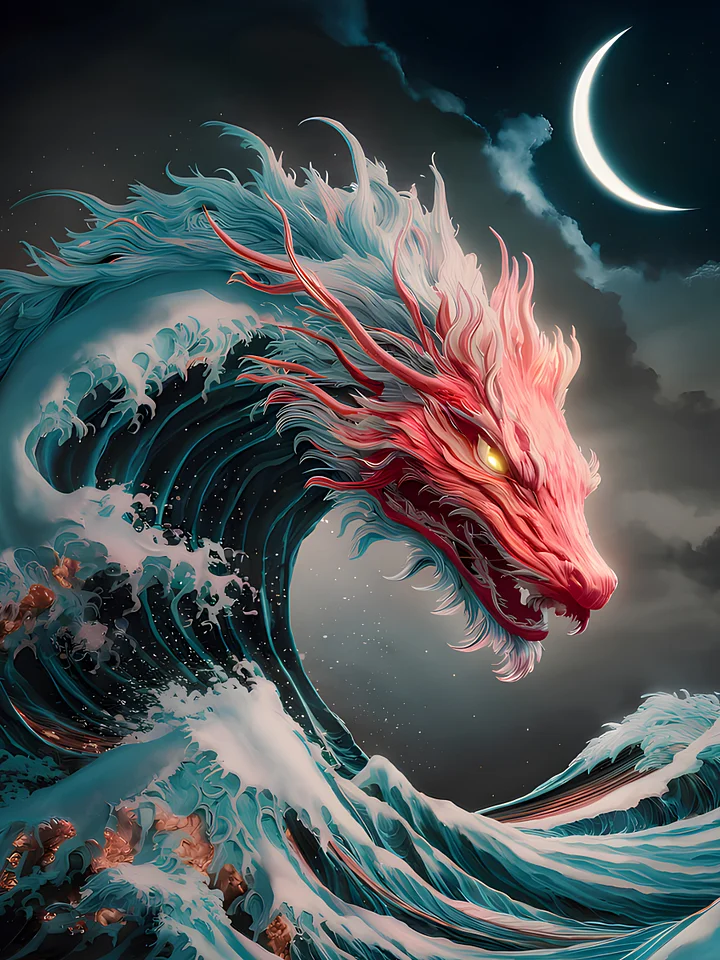 Celestial Sea Dragon Poster – Lunar Wave Guardian Wall Art product image (1)