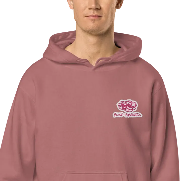 BUSY-BRAINED (L.C. pink bubble design) embroidered pigment hoodie product image (1)