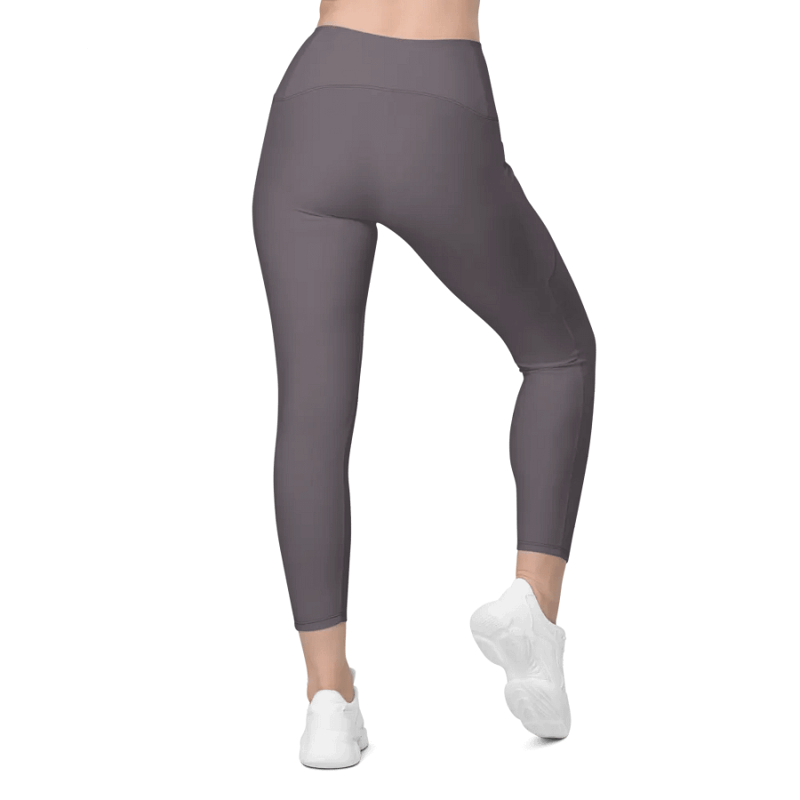 Plain Dark Brown Light Summer Women's High Waisted Premium Crossover Leggings with Pockets by Treasure Pie product image (3)