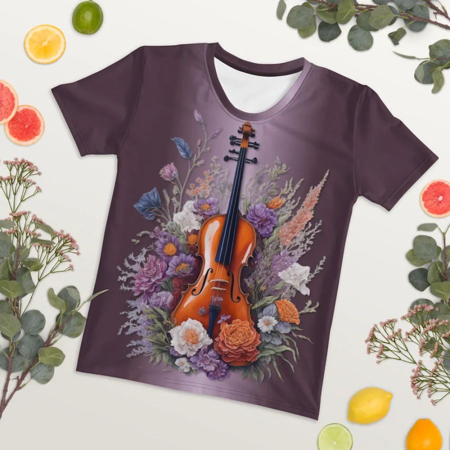 Floral Violin All Over Print T-shirt product image (7)