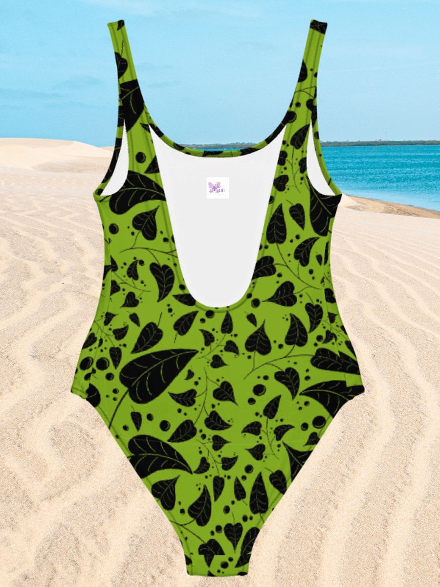 Black Leaves on a vine Leaves All-Over Swimsuit product image (5)