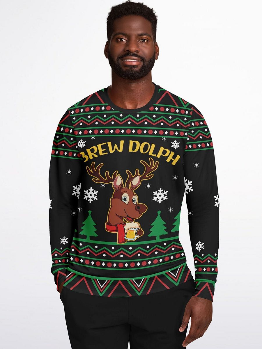 "Brew Dolph" Beer Christmas Sweatshirt | Funny Reindeer Holiday Sweater | Beer Lover Winter Outfit | Ugly Christmas Party Gift product image (5)