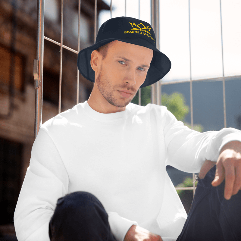 Bearded Woodz Navy Bucket Hat (Gold Embroidery) product image (3)