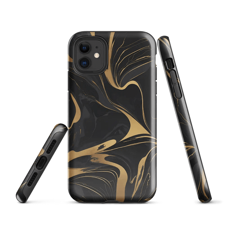 Tough Case for iPhone® – Liquid Gold on Onyx product image (1)