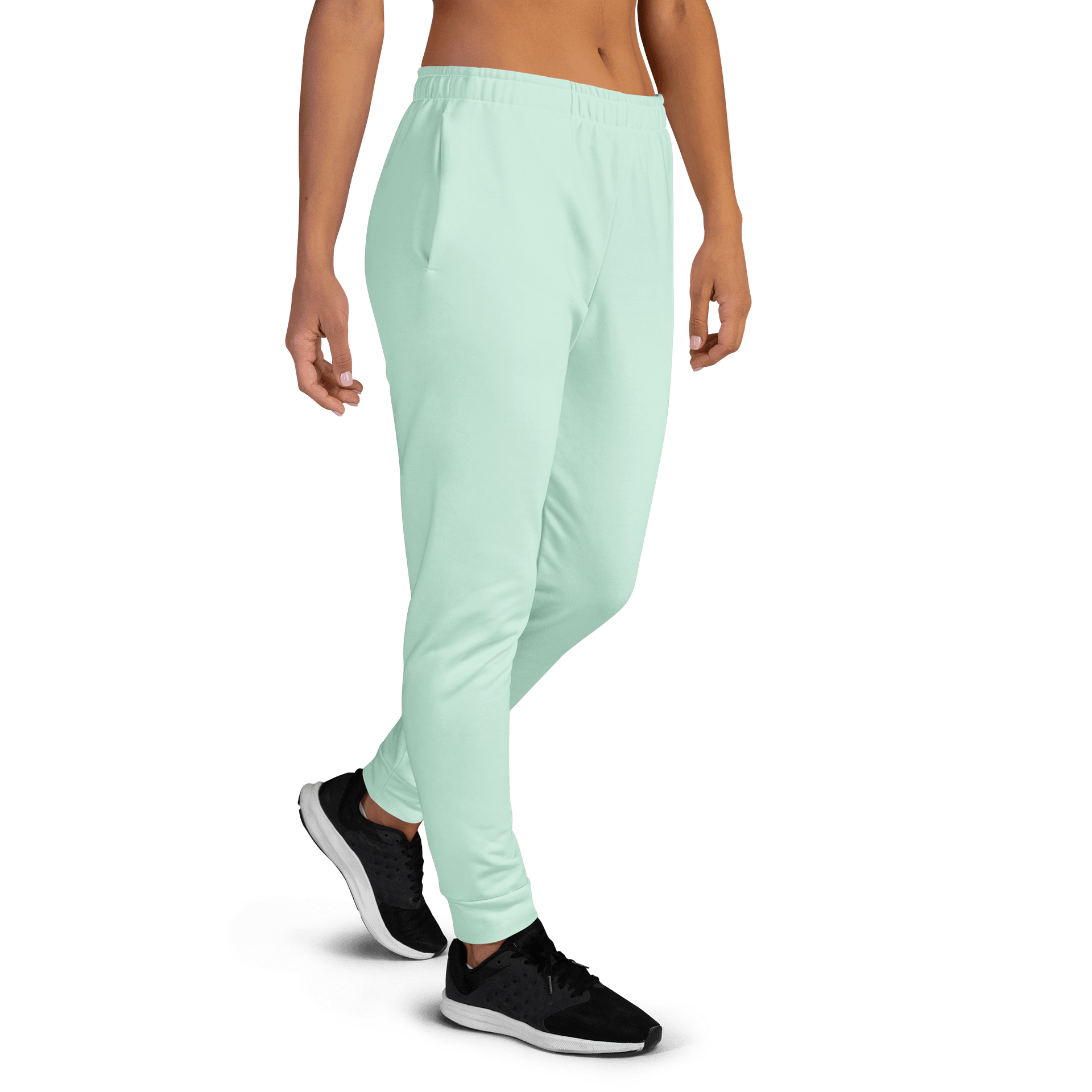 Light Jade Green Solid Color Women's Fleece Sweatpants product image (4)
