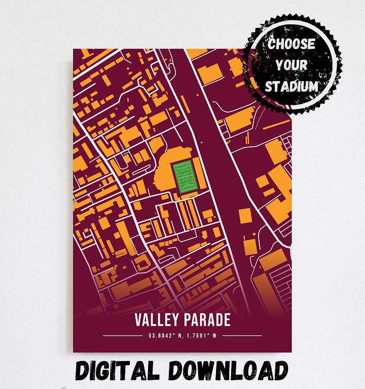 Valley Parade Map Design Digital Download product image (1)