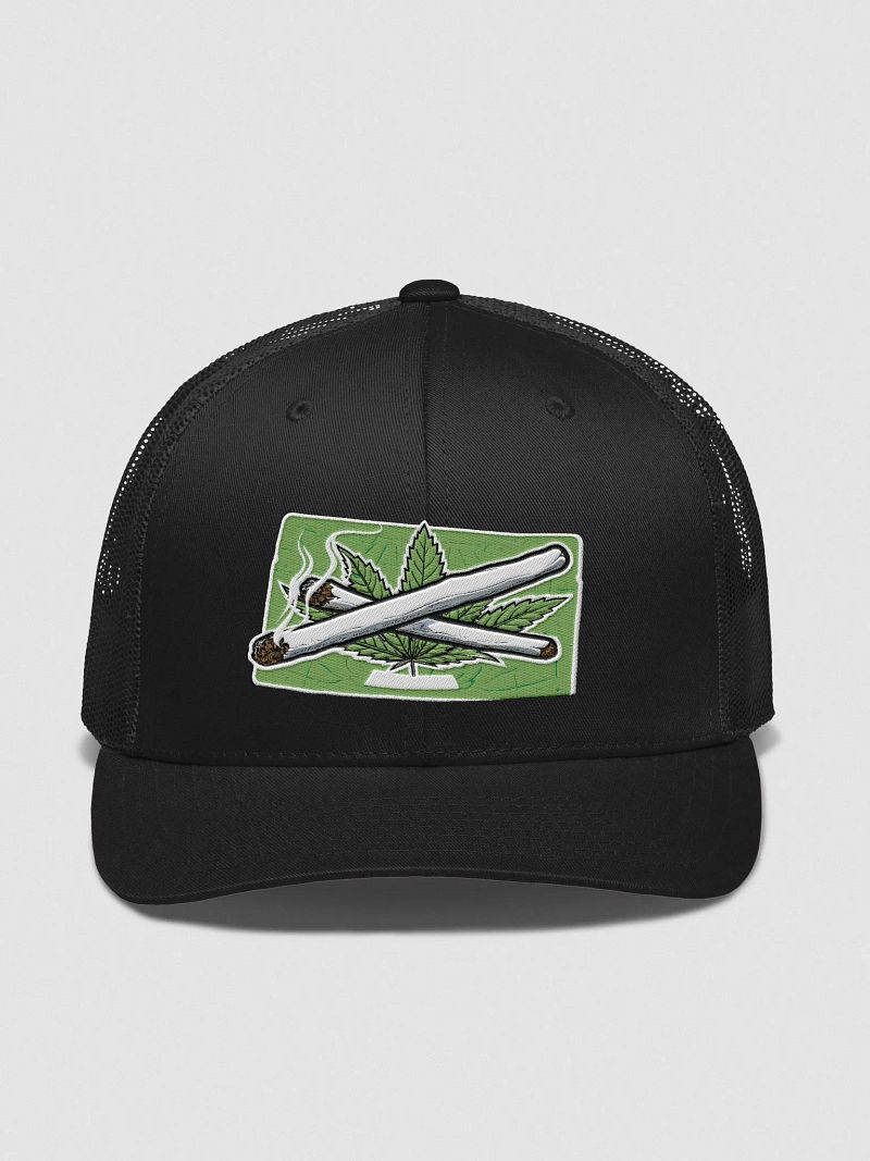 Cannabis Leaf Crossed Joints Illustration Trucker Hat