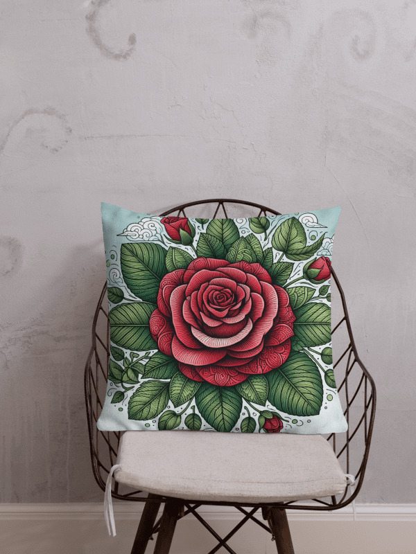 Elegant Rose Garden Premium Pillow | AI Design flower product image (1)