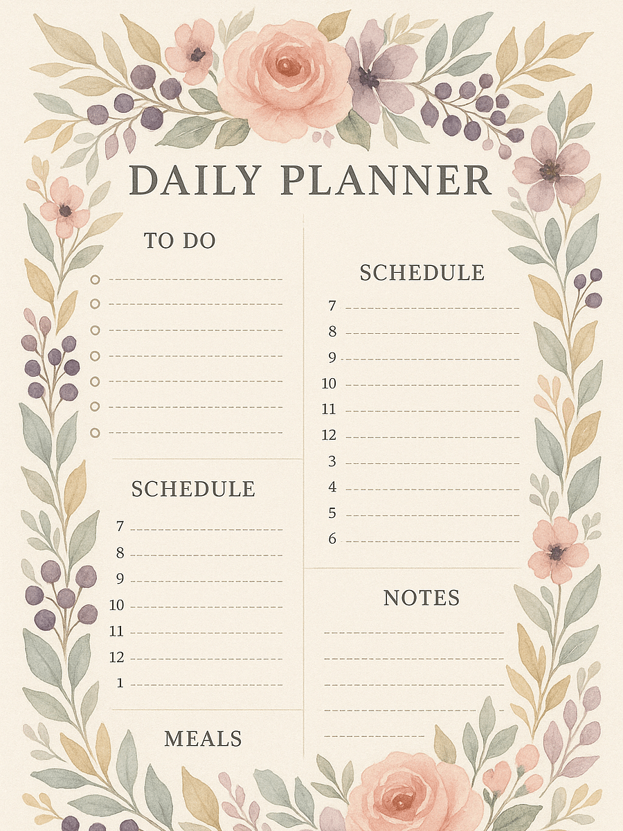 Printable Daily Planner Template – Minimalist PDF Download, Daily Schedule, To-Do List, Productivity Sheet, Goal Organizer product image (9)