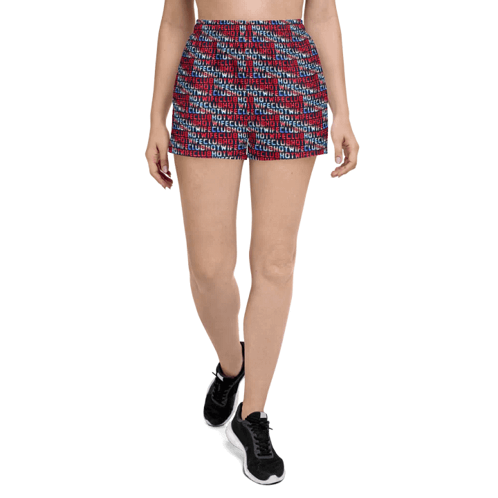 HotWifeClub Hot Wife Club red white and blue Women's athletic shorts product image (2)
