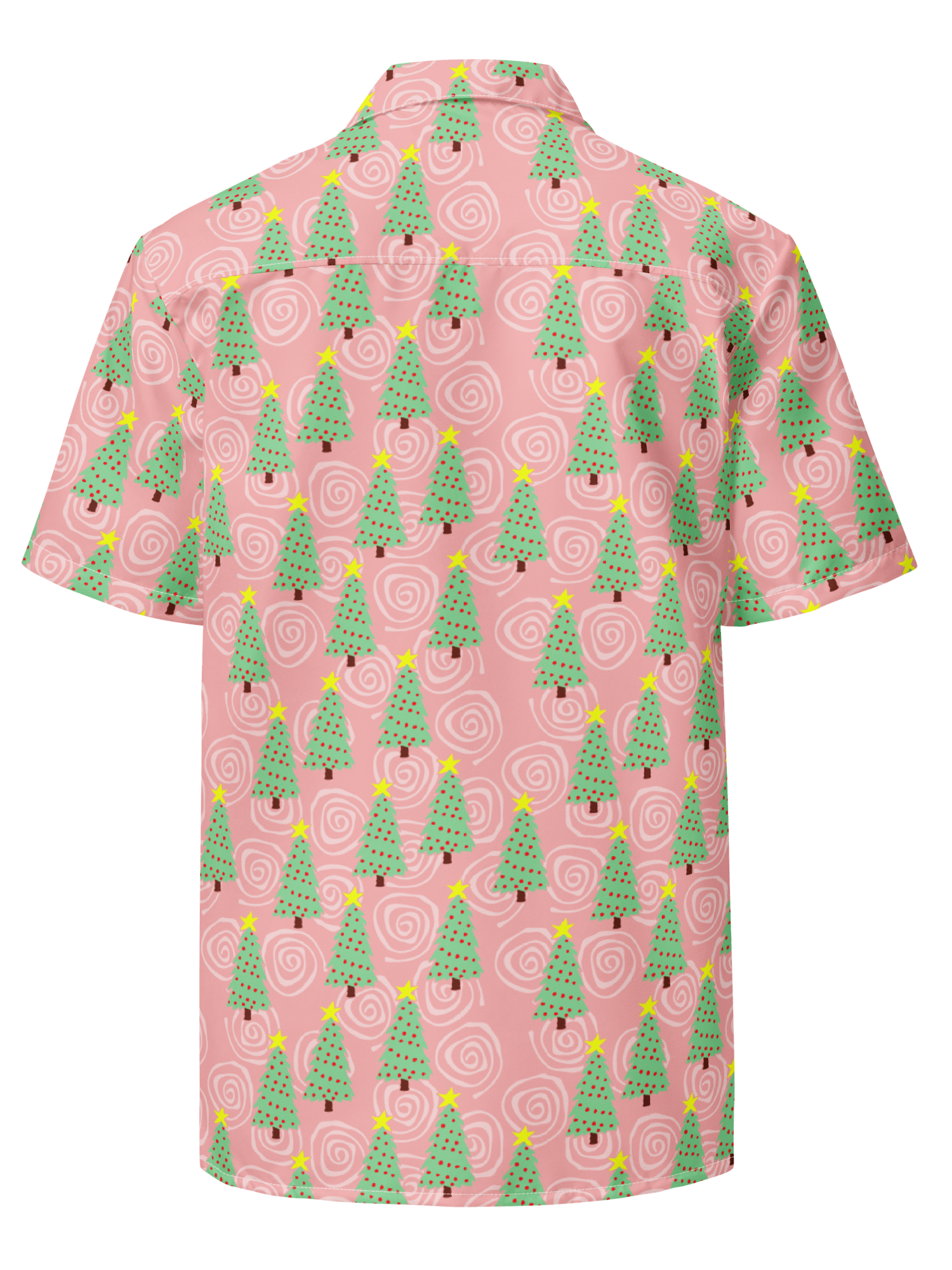 Mint Green Christmas Trees on Pink Oversized Button Down Shirt product image (2)