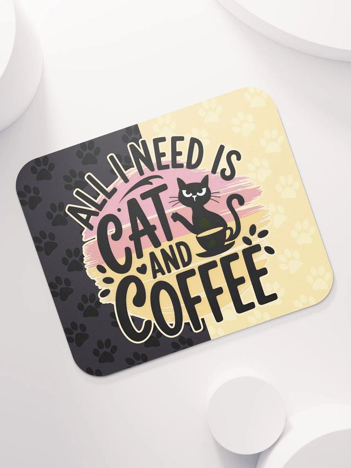 Cat & Coffee Vibes Mouse pad product image (1)