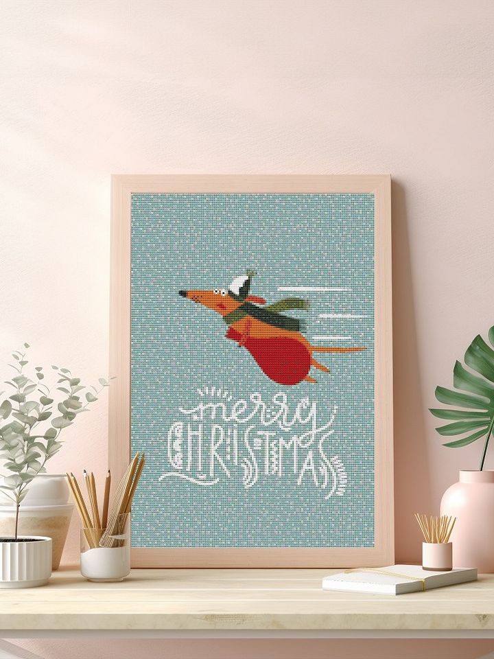 Merry Christmas Dachshund Santa Dog | Printable Cross Stitch Pattern product image (2)