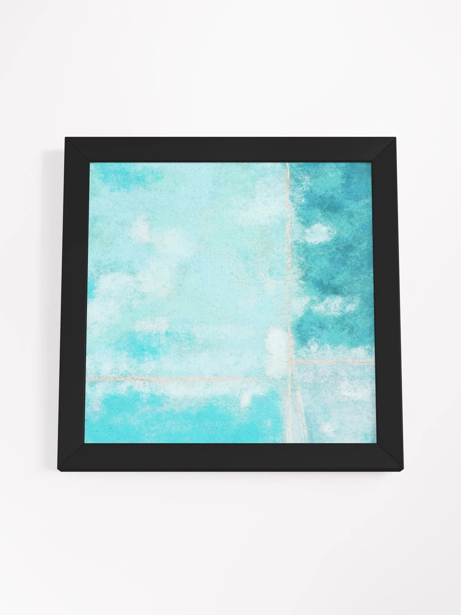 Vibrant abstract print minimalist light blue, teal, turquoise, aqua and white trendy aesthetic wall art product image (5)