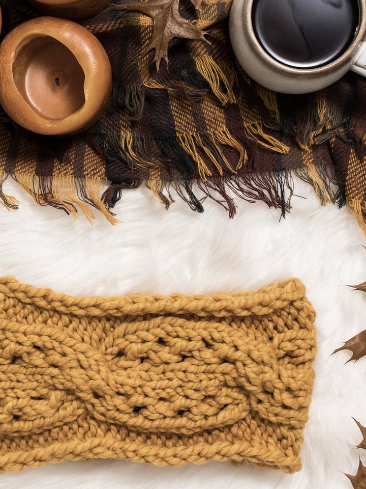Chunky Cables & Lace Headband Knitting Pattern - Tradition product image (1)