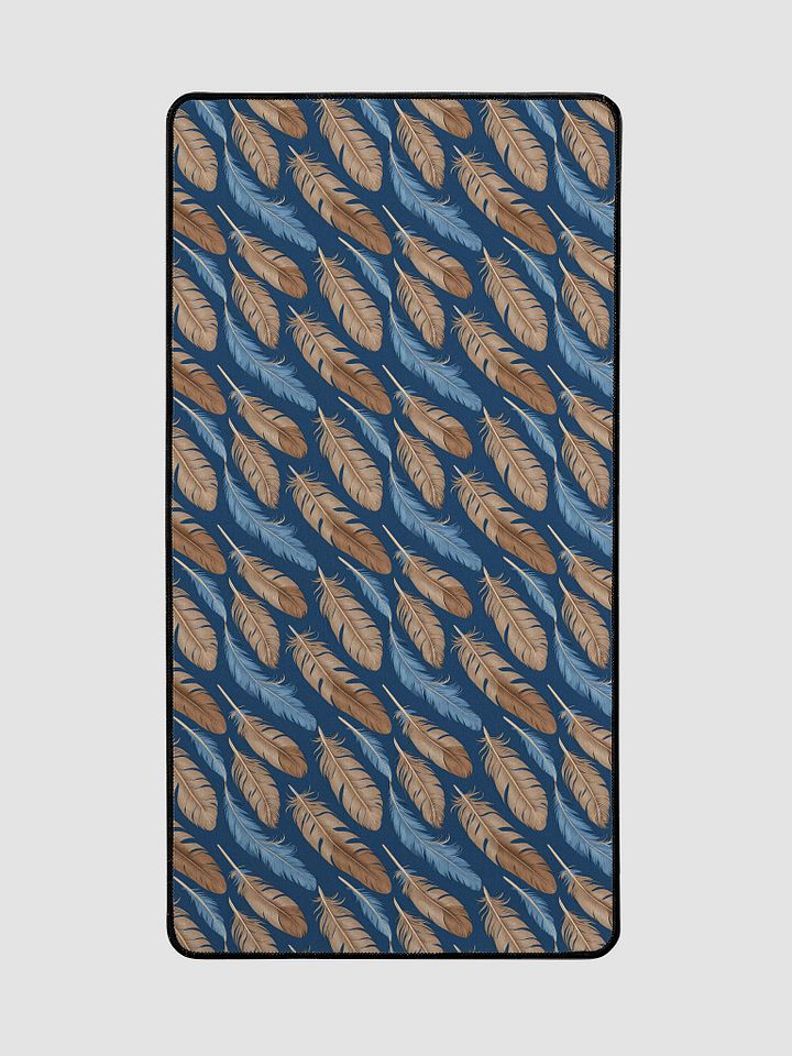 Desk Mat (31.5x15.5 inches) - Pattern of Blue and Brown Feathers product image (2)