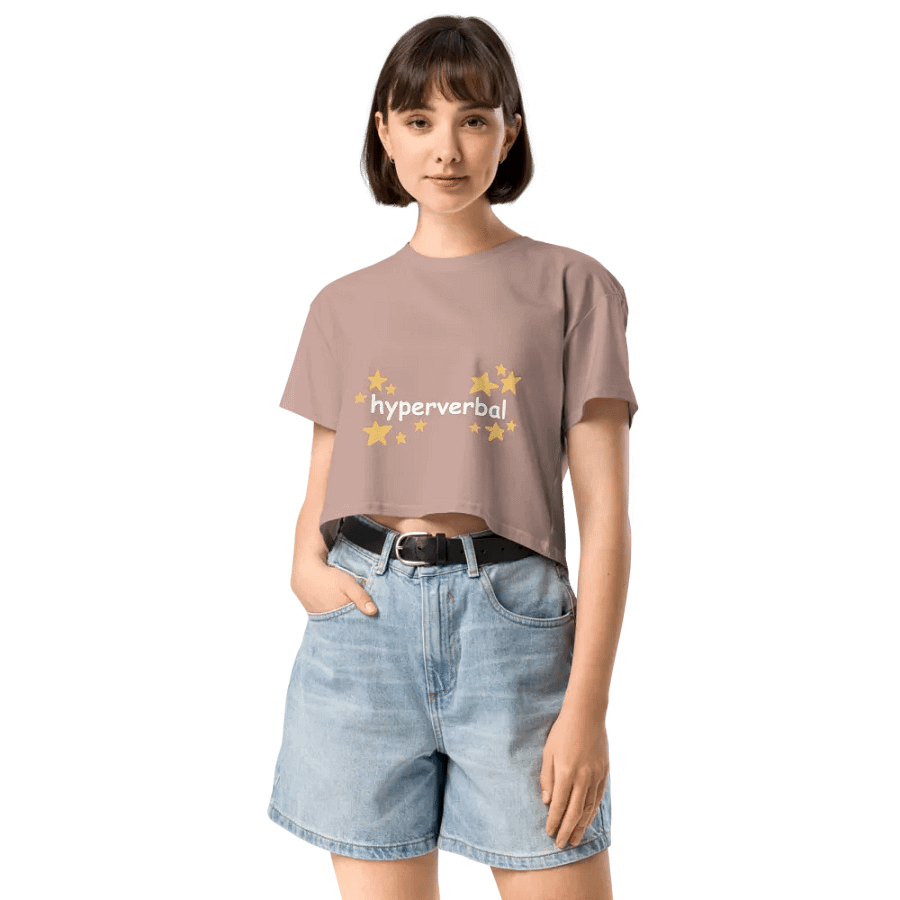 hyperverbal (comic sans with stars) printed crop top product image (54)