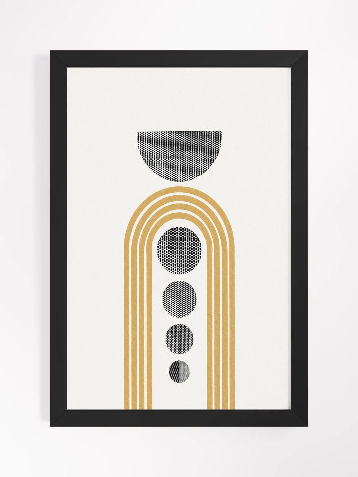 Mustard Arcs Abstract Framed Poster – Modern Wall Art with Minimalist Flair product image (1)