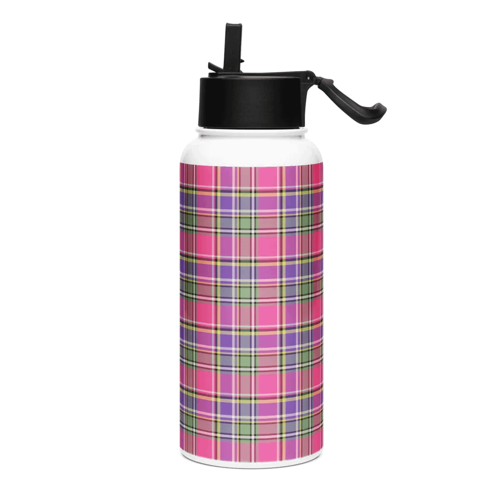 Hot Pink and Purple Vintage Plaid Water Bottle product image (2)