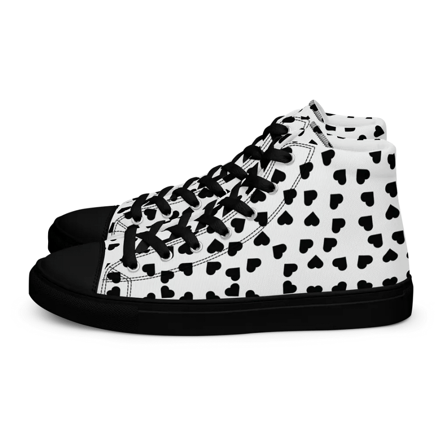 Love Pattern 4 Black and White Ladies High Top Canvas Shoes product image (4)