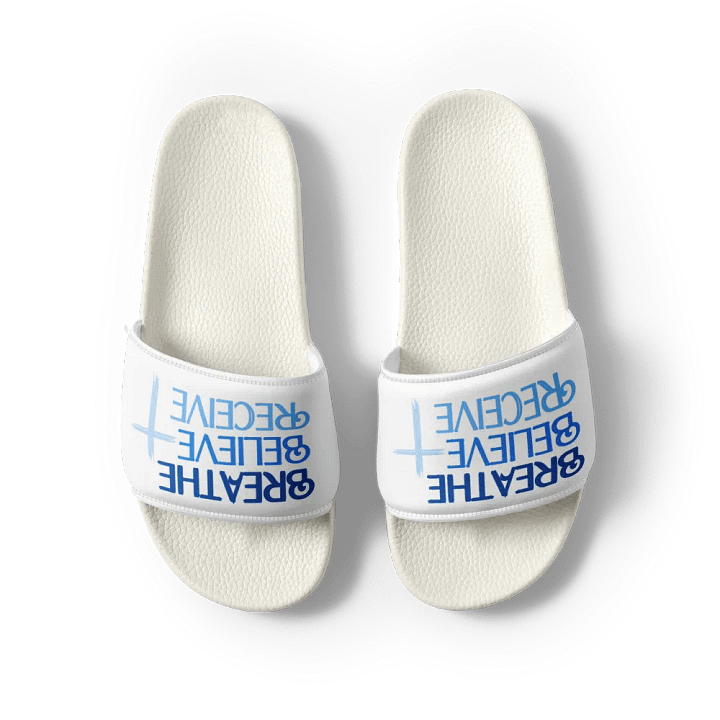 BREATHE BELIEVE RECIEVE WOMEN'S SLIDES, INSPIRATIONAL MOTIVATIONAL, SELF-AFFIRMATION, POSITIVE VIBES, GIFT IDEA product image (2)