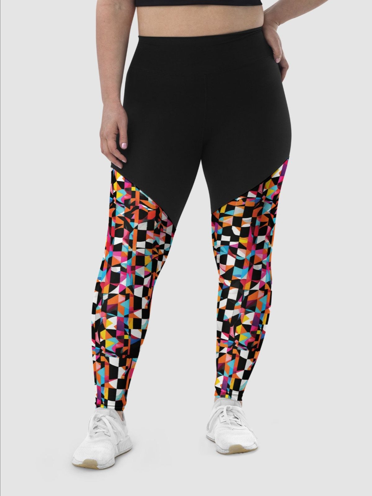 Printed Workout Leggings "Colorful Modern Abstract Checkered Art" product image (5)