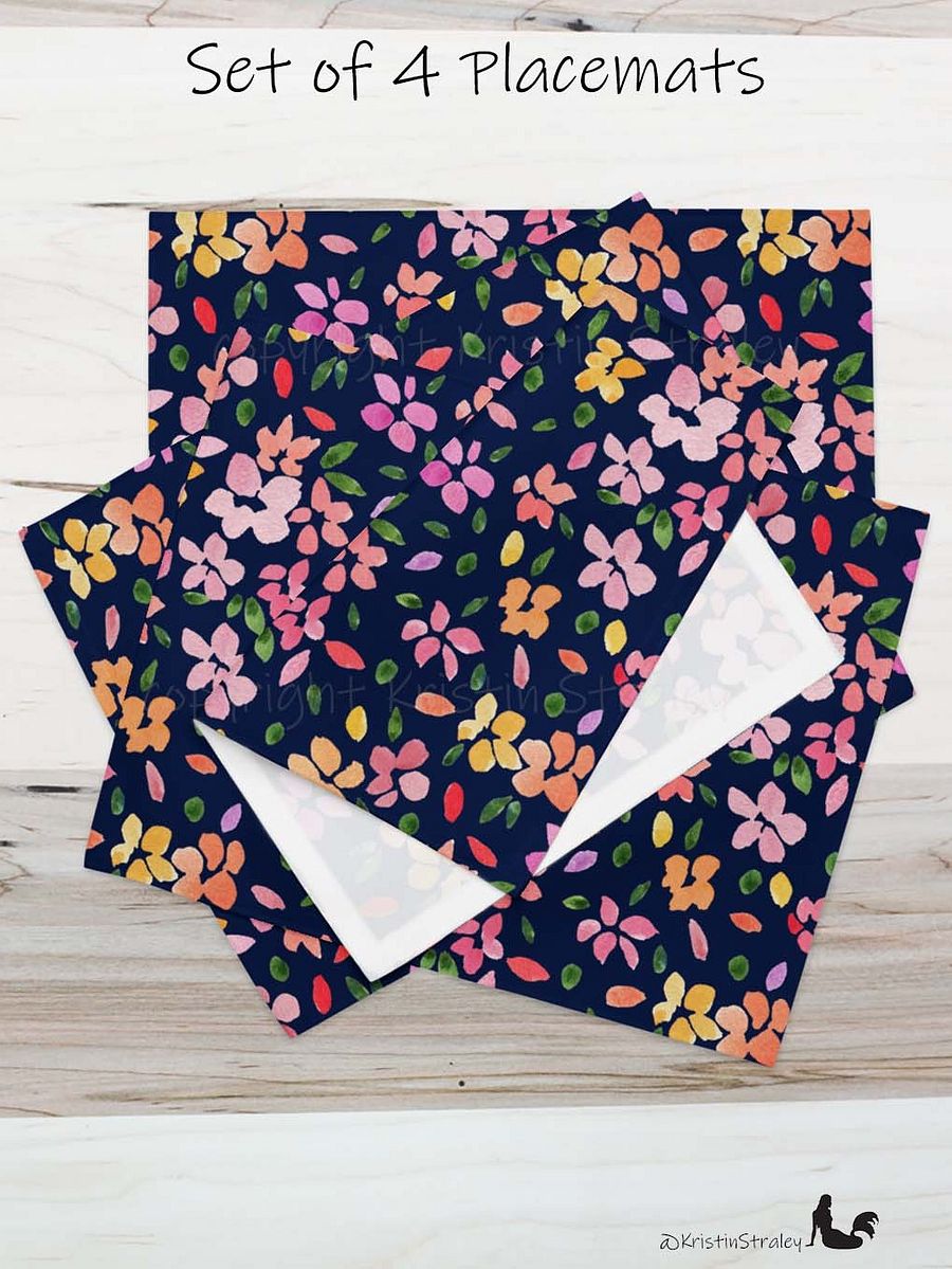 Spring Flowers on Navy Blue Placemat Set of 4 product image (5)