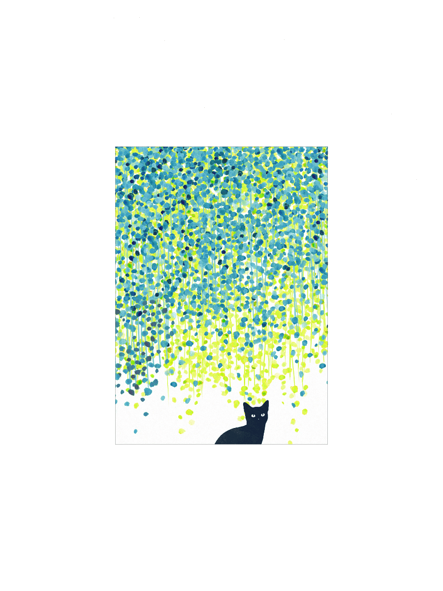 A black cat in the garden art print product image (3)