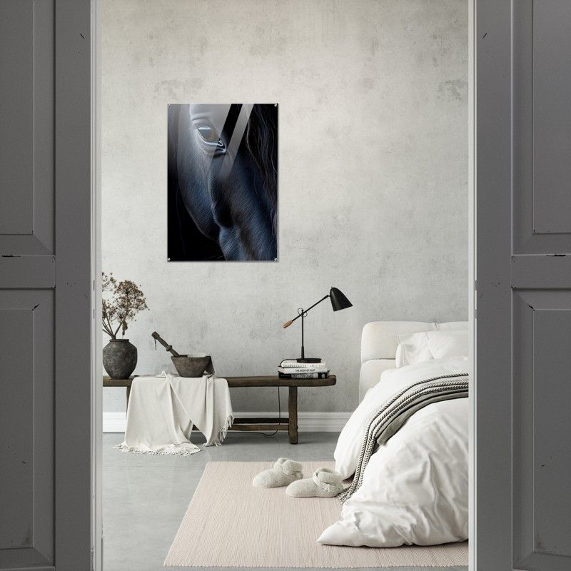 BLACK HORSE FACE GLOSSY ACRYLIC PRINT product image (4)