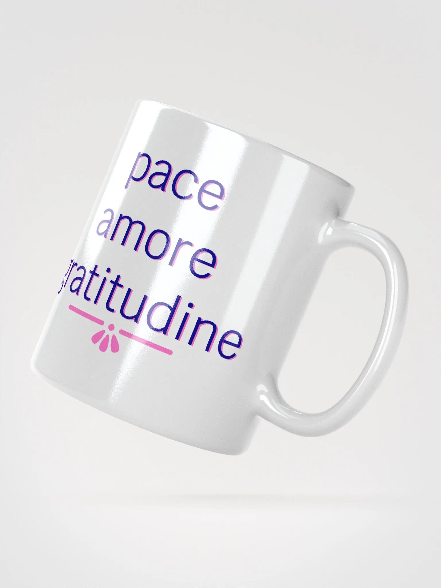Pace Amore Gratitudine Navy and Pink Ceramic Mug product image (3)