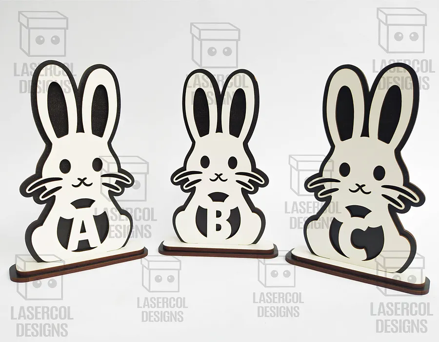 Easter Bunny Monogram Set 2 (3 Sizes) - Laser Cut Files product image (2)