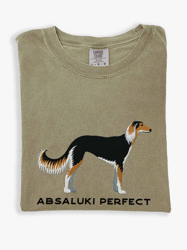 Absaluki Perfect T-Shirt(Embroidered) of a Saluki(Black & Tan) product image (1)