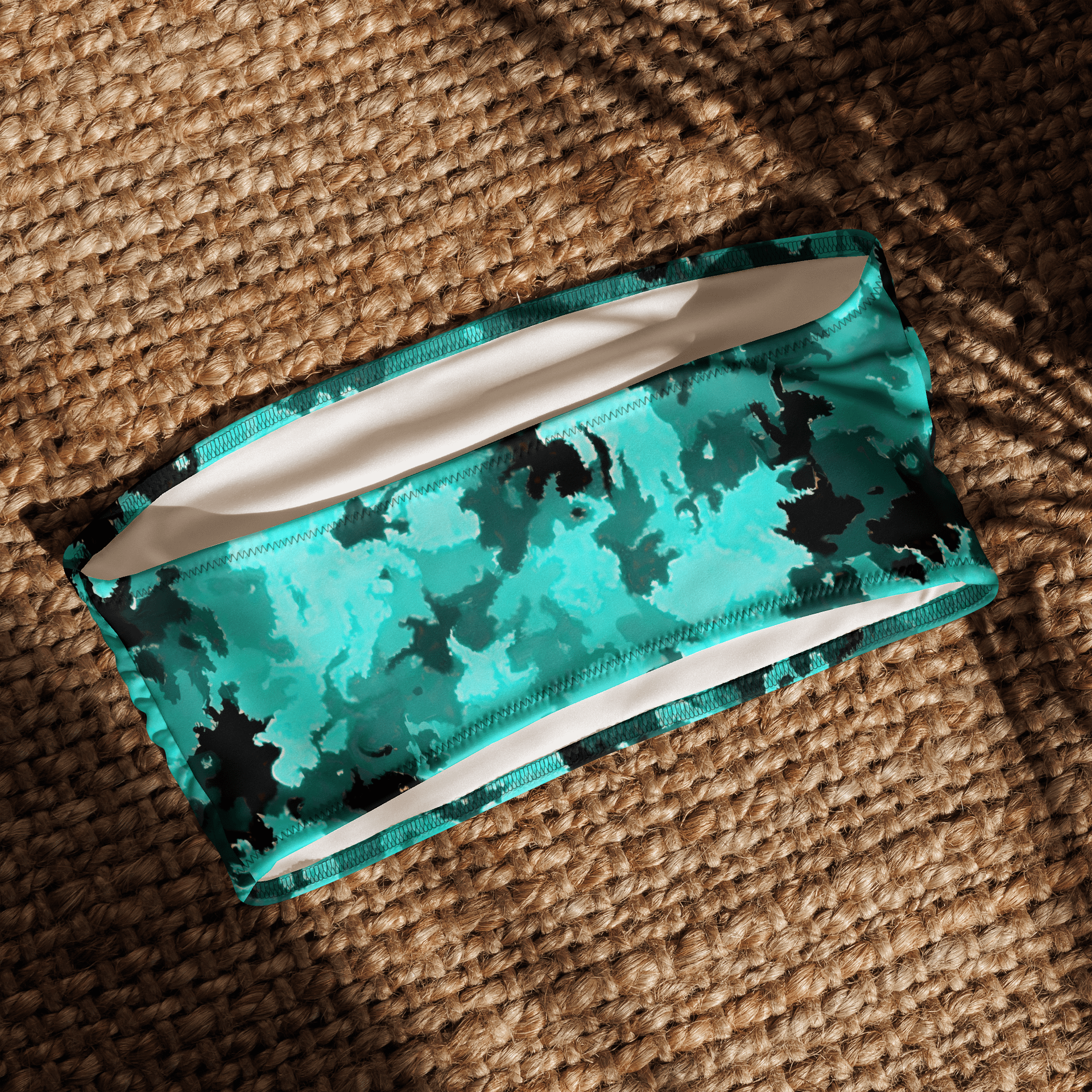 Teal Camo All-Over Bandeau Bikini product image (1)
