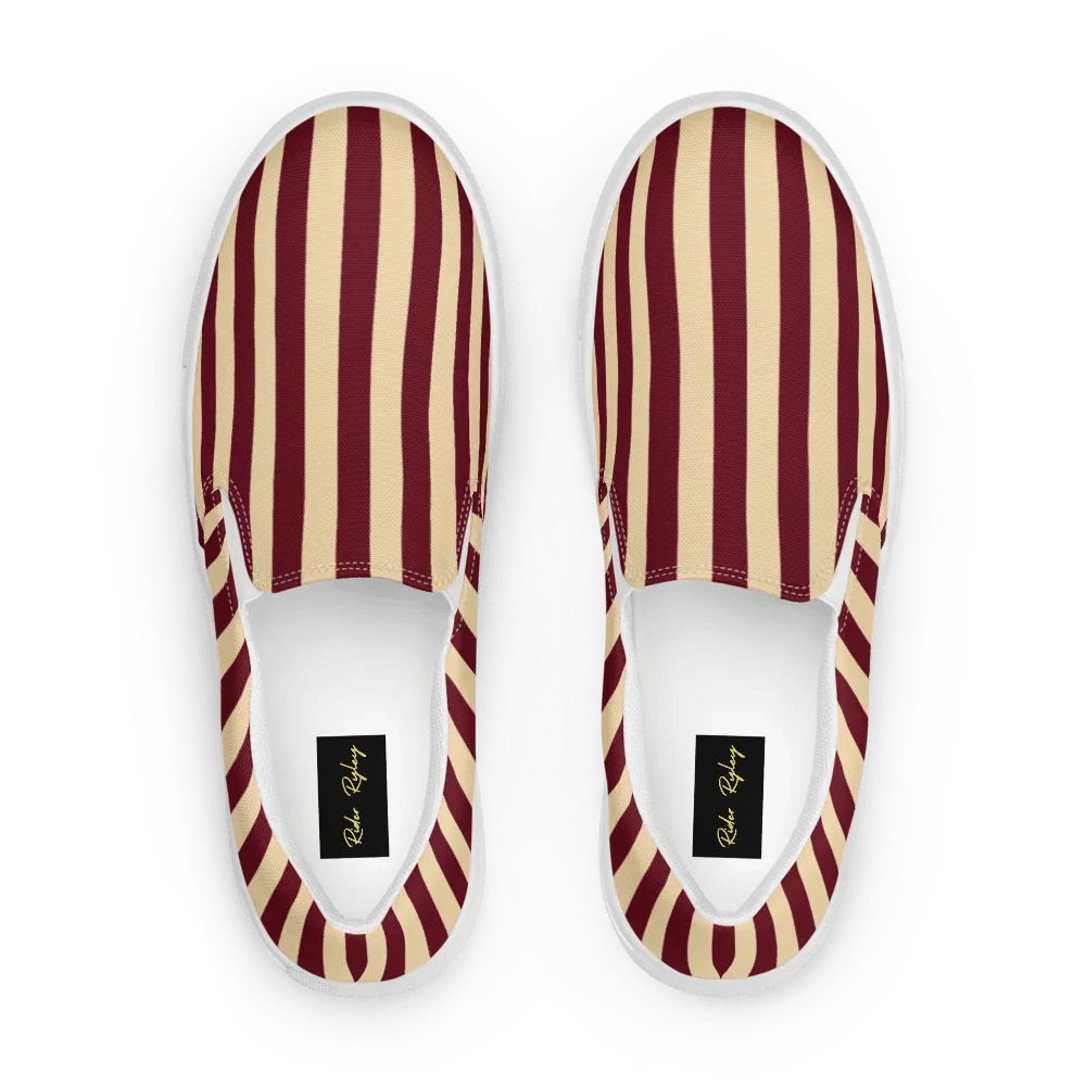 Crimson Cream Stripes Women's Slip-Ons product image (2)