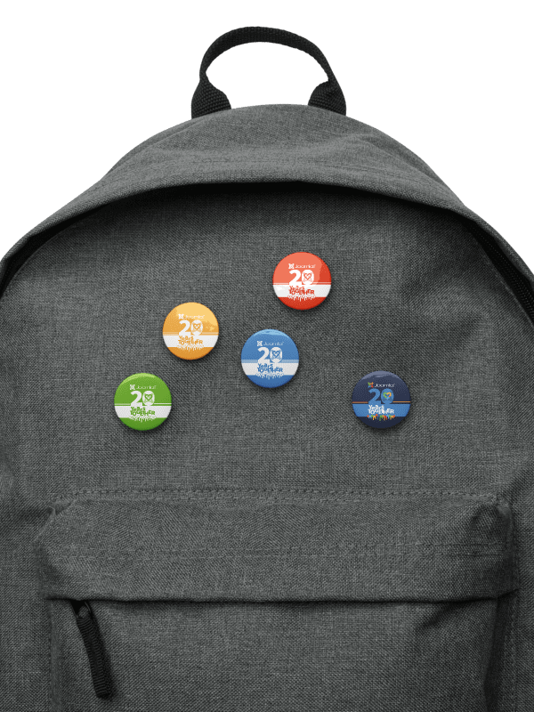Joomla! 20th Anniversary Edition<br /> — JColours Set of Pin Buttons — <br />1.25″ (31.25 mm) product image (2)