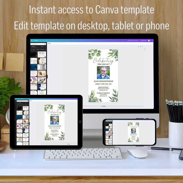 Green Leaves Evite Canva Template product image (2)