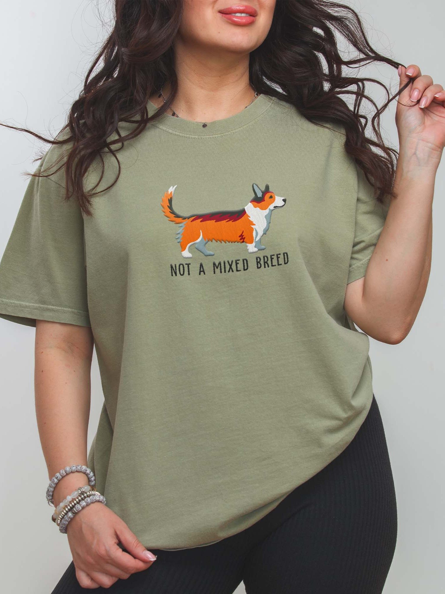 Not a Mixed Breed T-Shirt(Embroidered) of a Cardigan Welsh Corgi(Sable) product image (2)