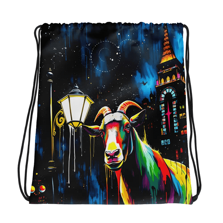 Surreal Cityscape Goat Drawstring Bag product image (1)