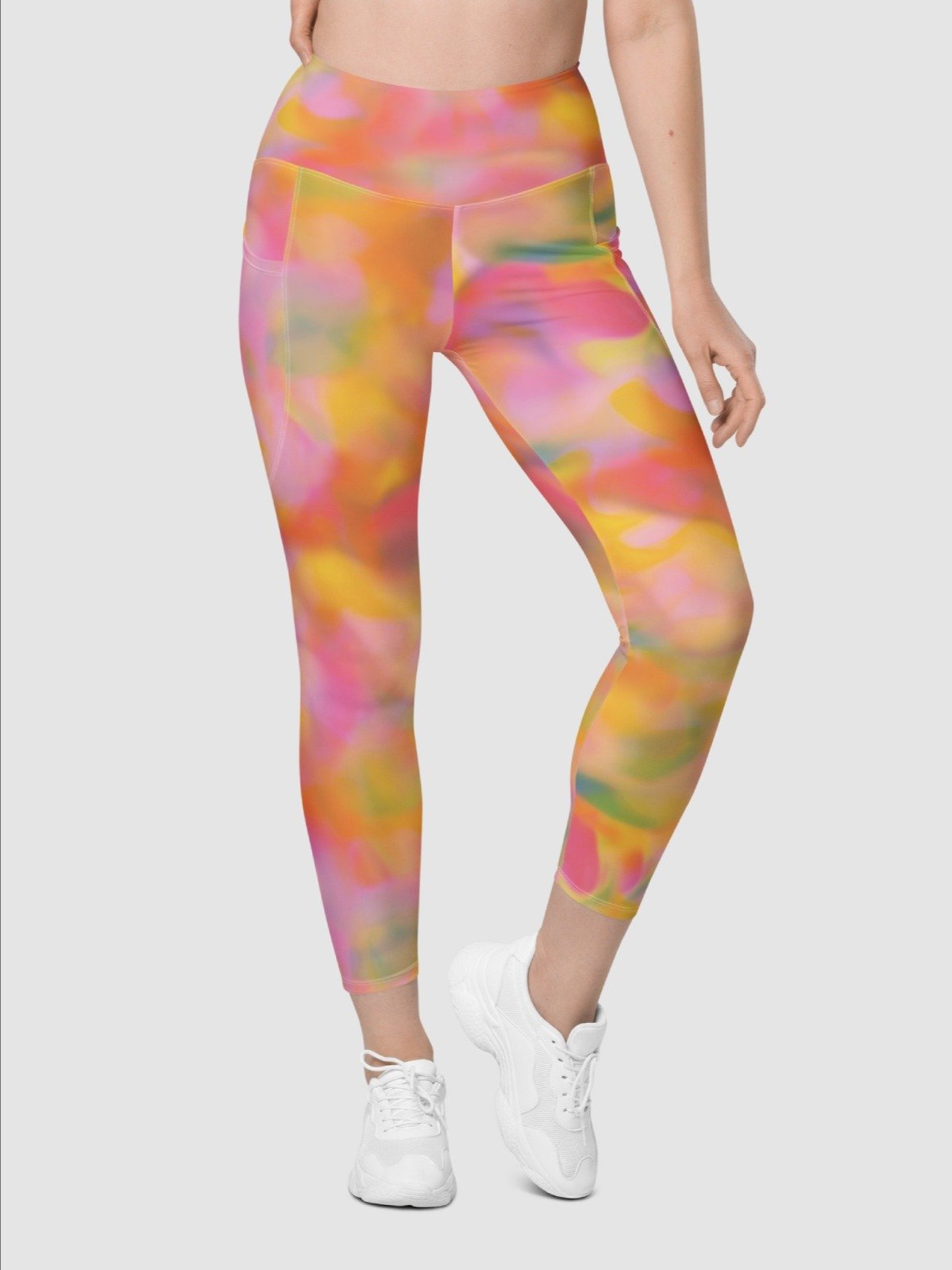 Leggings with Pockets "Sweet Pastel Tie Dye in Orange Light Pink" product image (3)