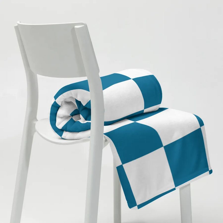 Squares White and Teal/Throw Blanket by Allcolor product image (10)