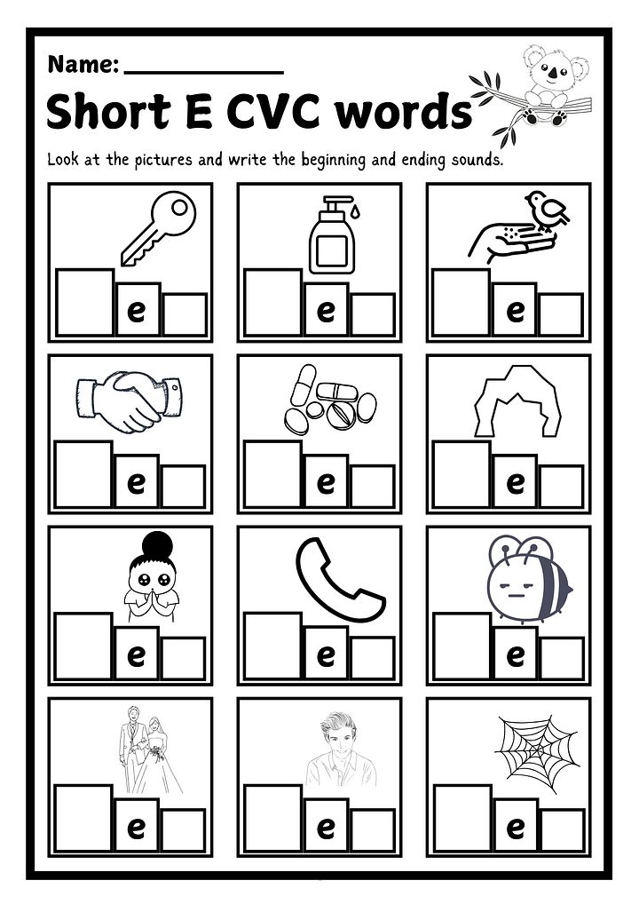 Short E CVC Words | Phonics Worksheet for Early Learners product image (2)