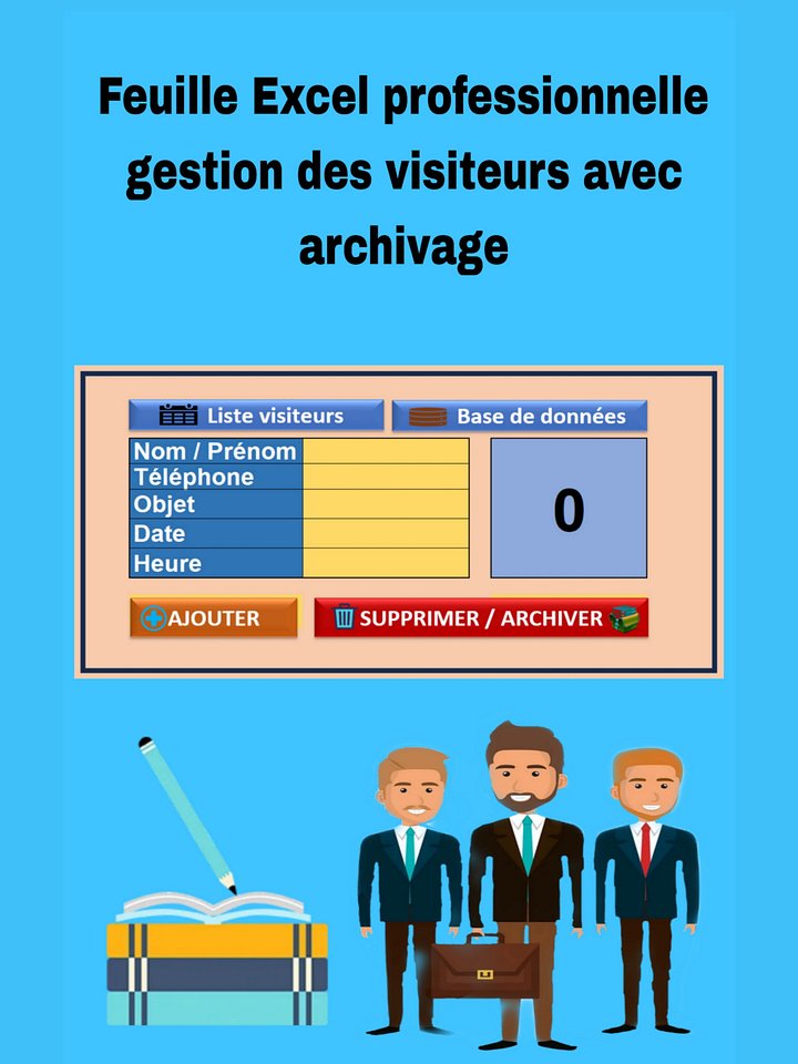 Feuille Excel Professionnelle - Gestion des Visiteurs Avec Archivage product image (1)