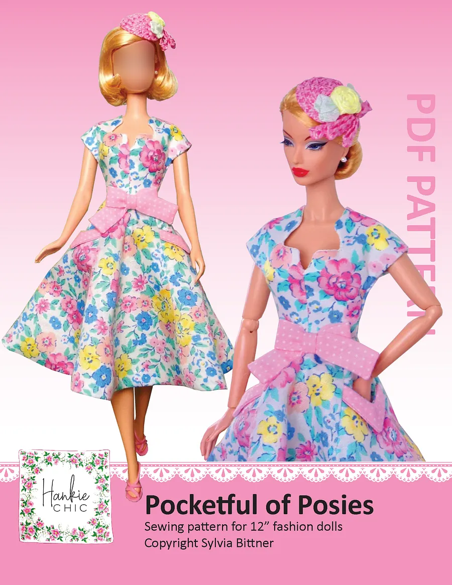 Pocketful of Posies sewing pattern for 12" fashion dolls product image (1)