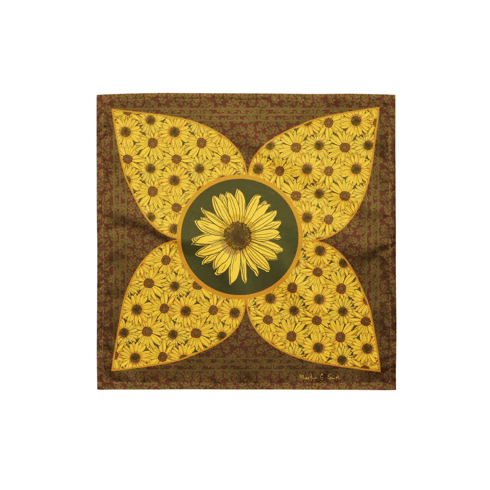 “Pure Helianthus Sunflower” Bandana in Red and Green product image (1)