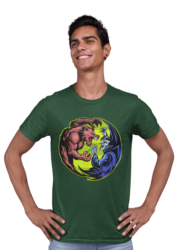 Werewolf vs Vampire T-Shirt – Halloween Horror Classic Monster Battle GraphicTee product image (74)