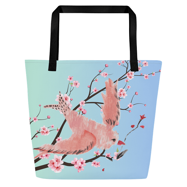 Pink Bird Tote Bag – Cute All-Over Print Bag for Bird Lovers, Aesthetic Gift for Nature & Animal Fans product image (1)