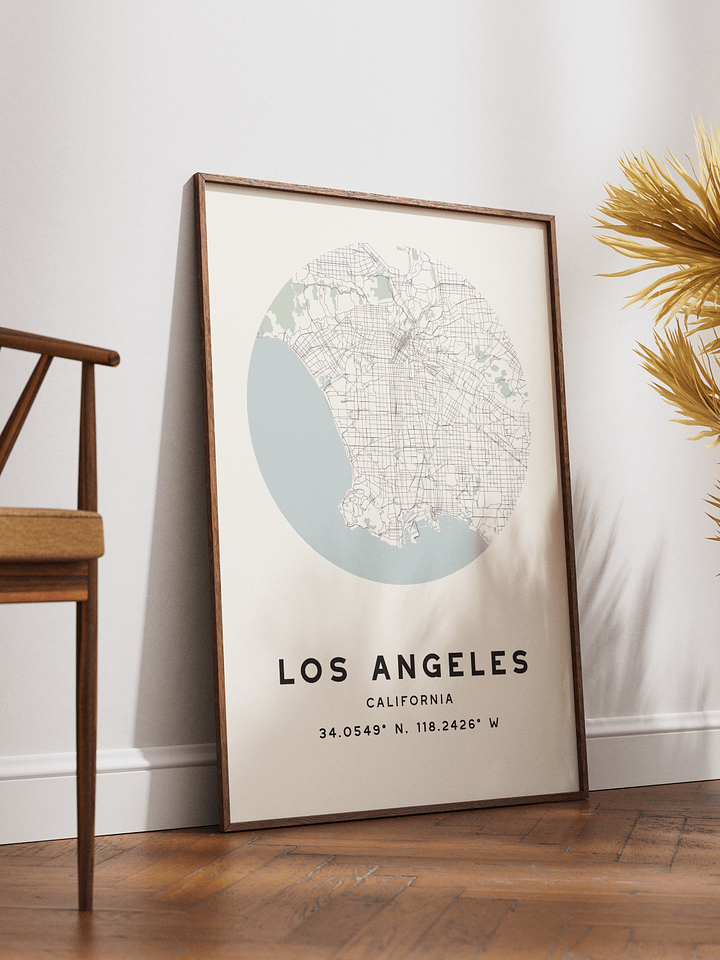 Los Angeles Street Map Poster – Beige Minimalist Circular City Art product image (2)