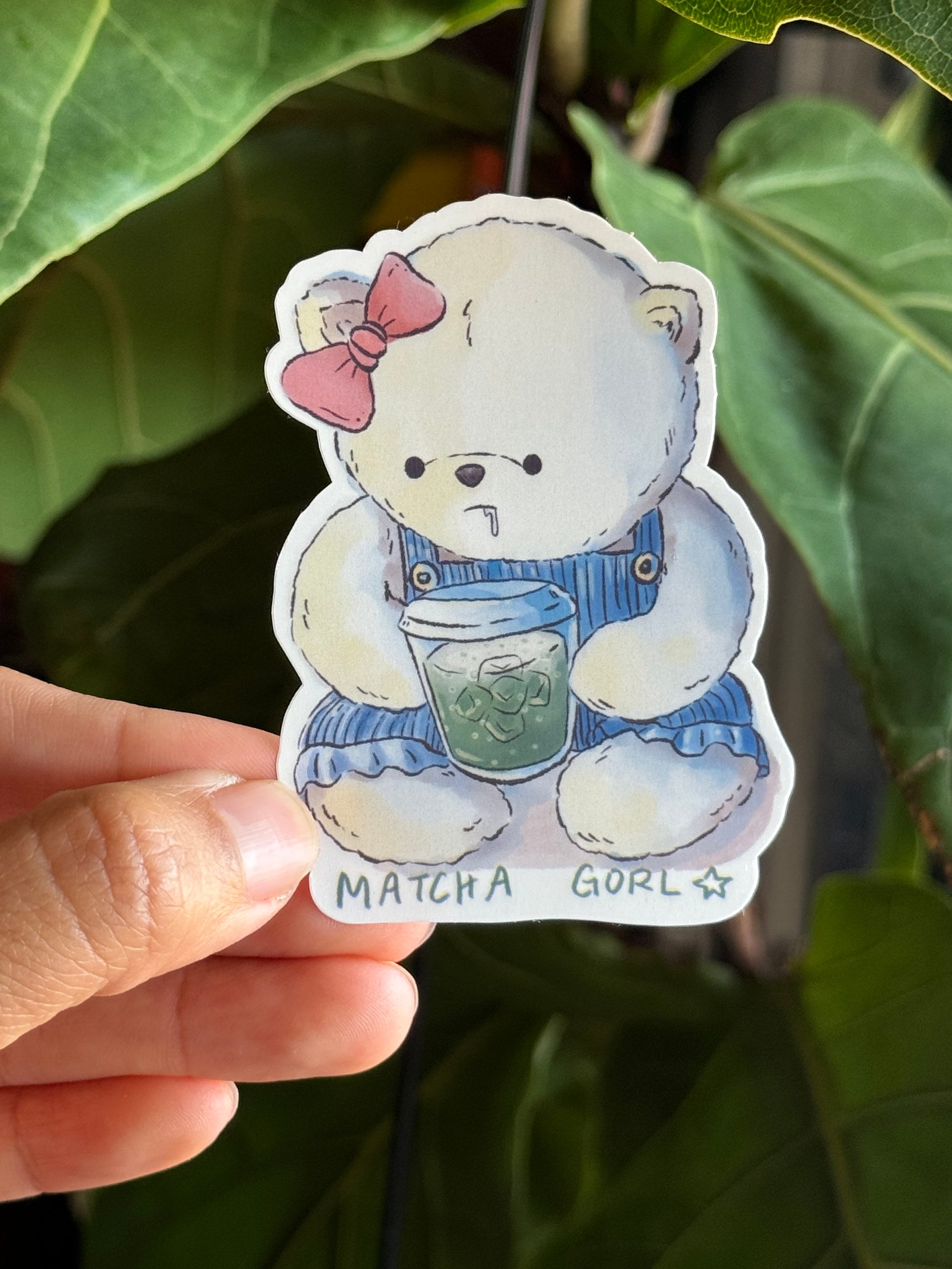 Matcha Gorl Amber Beary Waterproof Vinyl Sticker product image (4)
