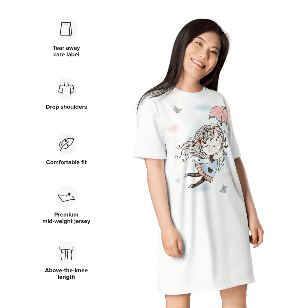 'Fly Away Girlie' White T-Shirt Dress product image (7)